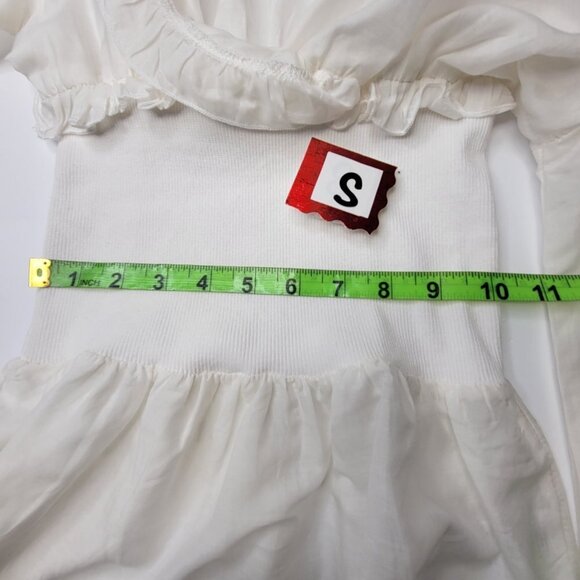 WHITE Cotton Silk Light Frilly Long Sleeve Top VARIOUS SIZES S M L - Picture 10 of 16